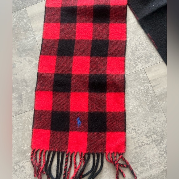 NEW Polo Ralph Lauren Scarf Buffalo Plaid Reversible Wool Blend Italy - Picture 3 of 4